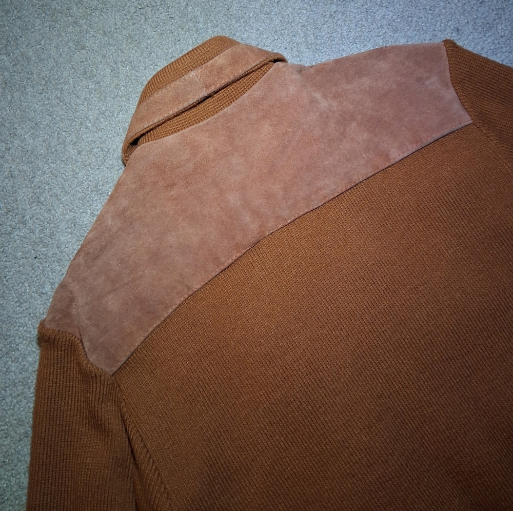 SOLD Vintage WINDBREAKER Suede Knit Bomber Jacket - 100% Cow Hide - Picture 10 of 15